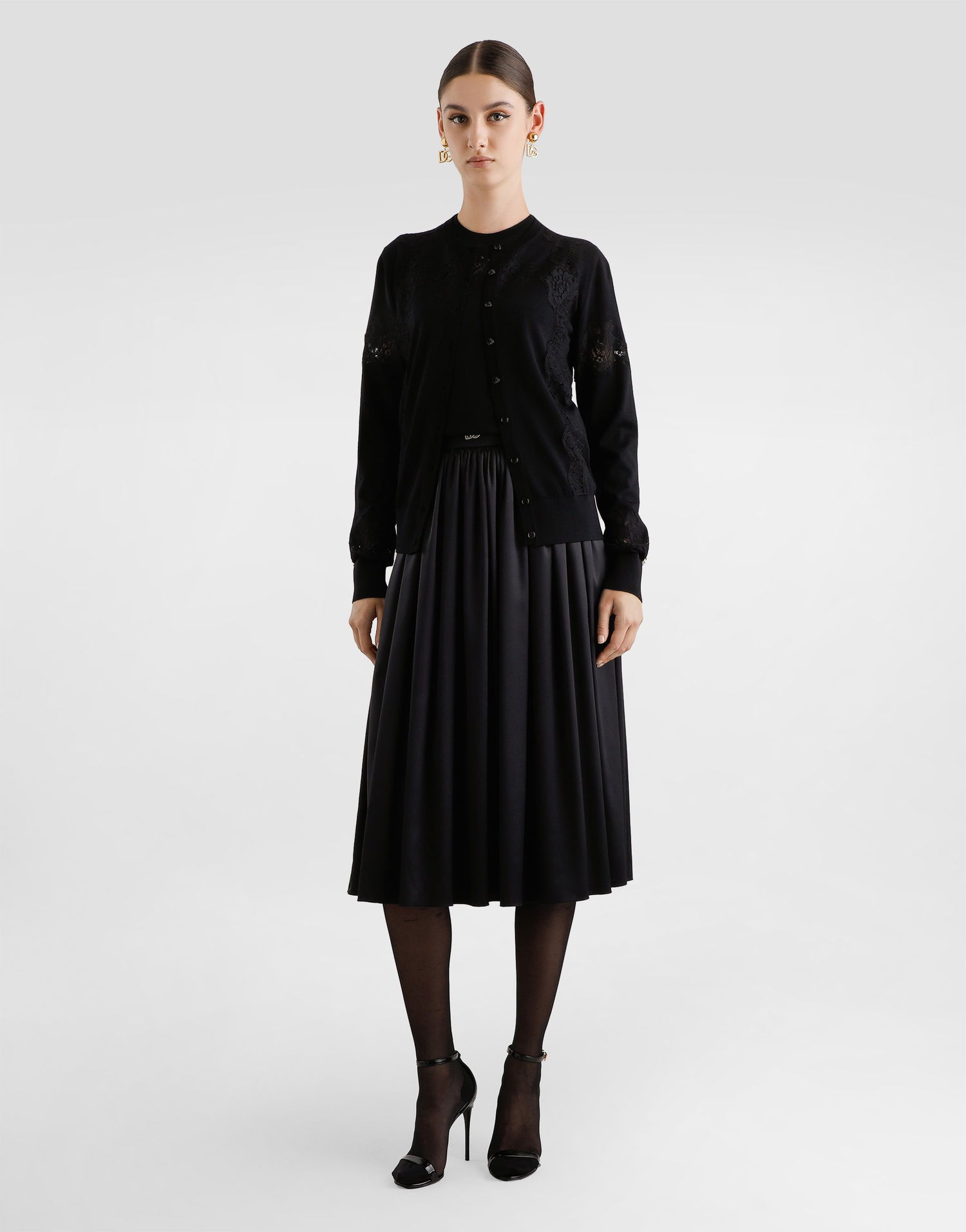 Пуловер Dolce & Gabbana Dolce & Gabbana Wool Cardigan with Lace Черно | FXV05TJDVCSN0000, 1