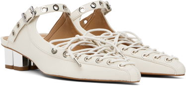 Кецове и обувки GANNI GANNI Lace-Up Mules Бяло | S2966, 3