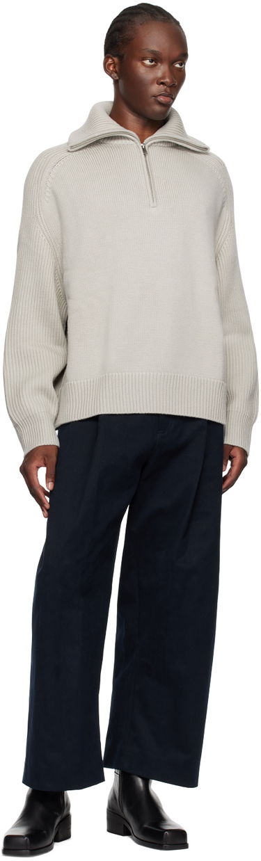 Пуловер Studio Nicholson Studio Nicholson Level Half-Zip Knit Sweater Сиво | LEVEL SNM - 1231, 3