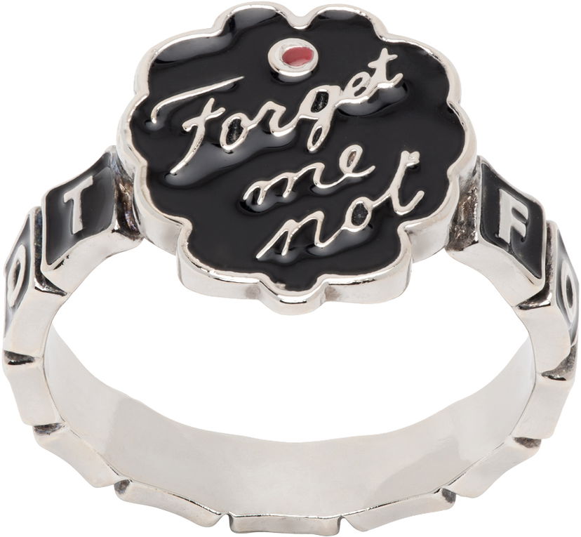 Пръстен Chopova Lowena 'Forget Me Not' Engraved Silver Ring Черно | 6440