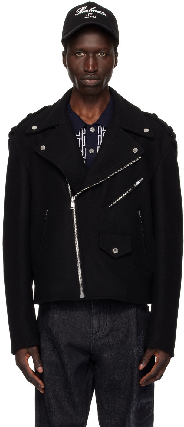 Яке Balmain Black Biker Jacket Черно | DH1TD512WC68