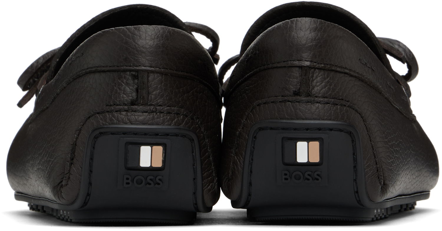 Кецове и обувки BOSS BOSS Grained Leather Driver Sole Loafers Кафяво | 50536247, 1