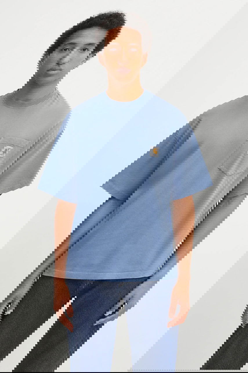 Тениска Carhartt WIP Short Sleeve Pocket T-Shirt Hudson Синьо | I035140.1YI5F, 0