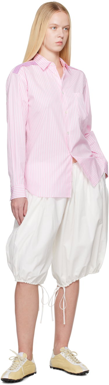 Риза Comme des Garçons Comme des Garçons Striped Gingham Trim Shirt Розово | FO-B022-S25, 3