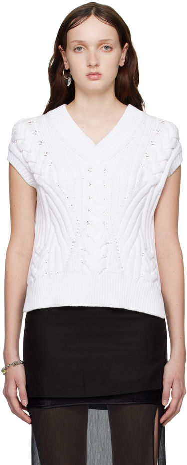 Пуловер Helmut Lang Cable Knit Vest Бяло | N01HW716, 0