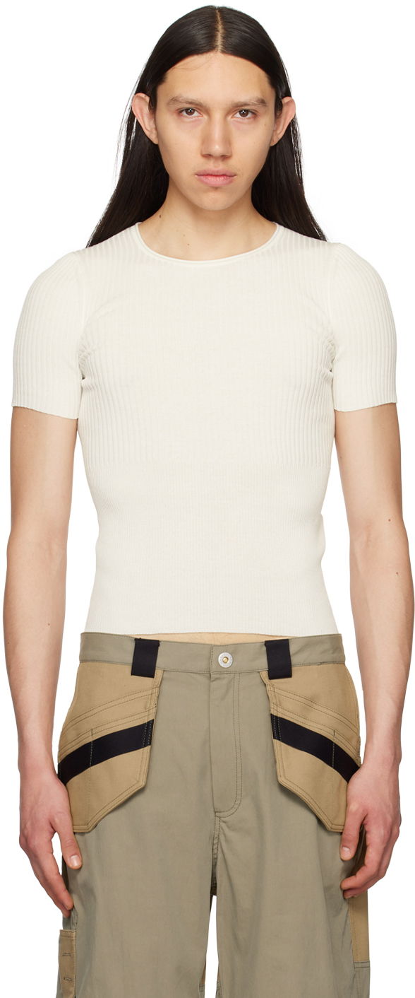 Съкратен топ Dion Lee Dion Lee Gradient Rib T-Shirt Бяло | C7192S23, 0
