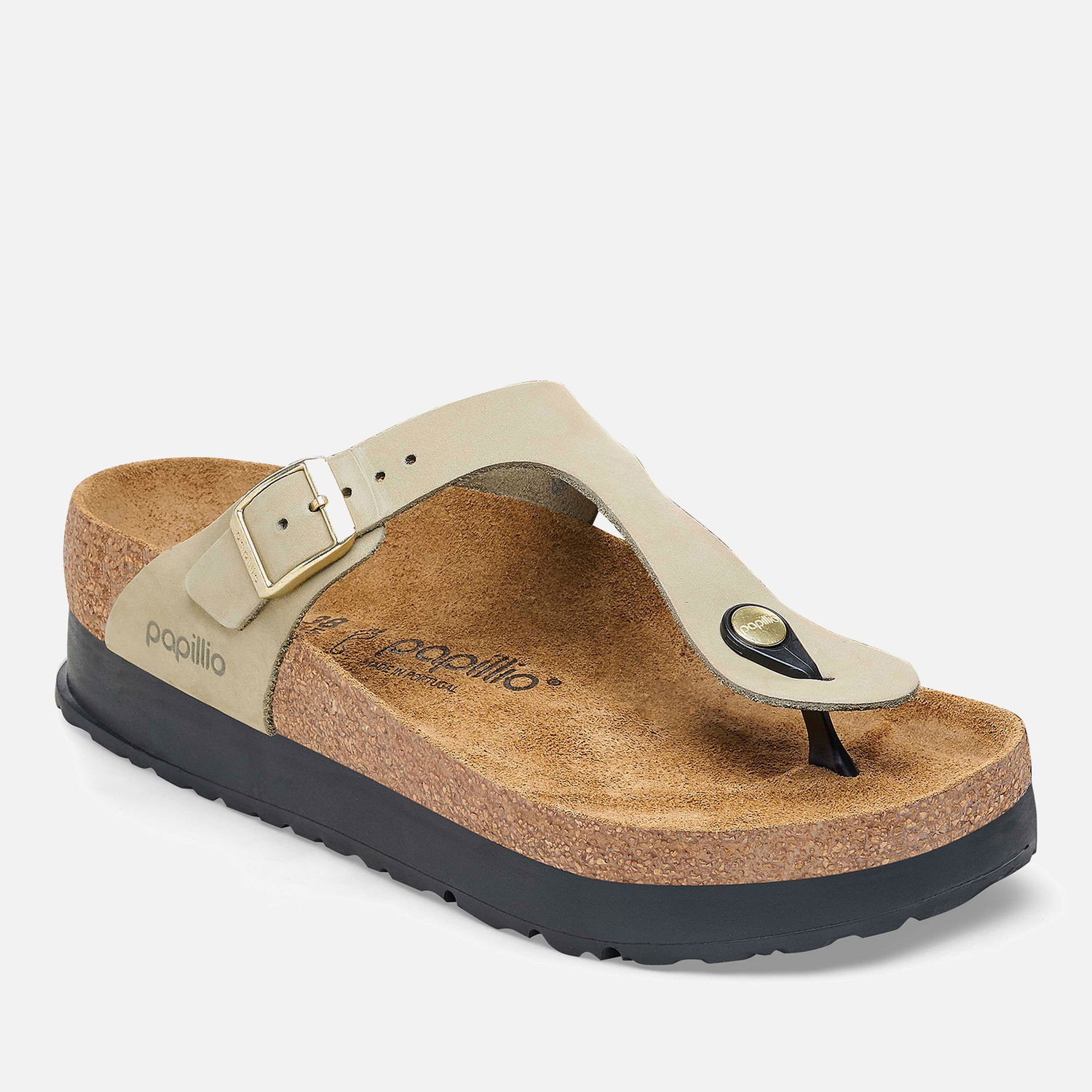 Кецове и обувки Birkenstock Papillio Gizeh Slim Fit Nubuck Toe Post Sandals - Eucalyptus - Бежово | 1026871, 0
