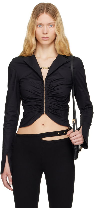 Риза Versace Versace Jeans Couture Ruched Blouse with Logo Черно | E78HAL203_EN0431, 0