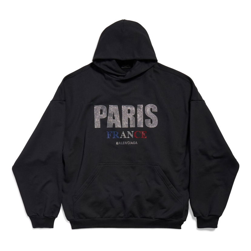 Суитчър Balenciaga Paris Strass Black Hoodie Черно | 803265TRVL41000