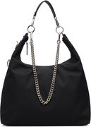 Large Nylon Hobo Bag with Chain