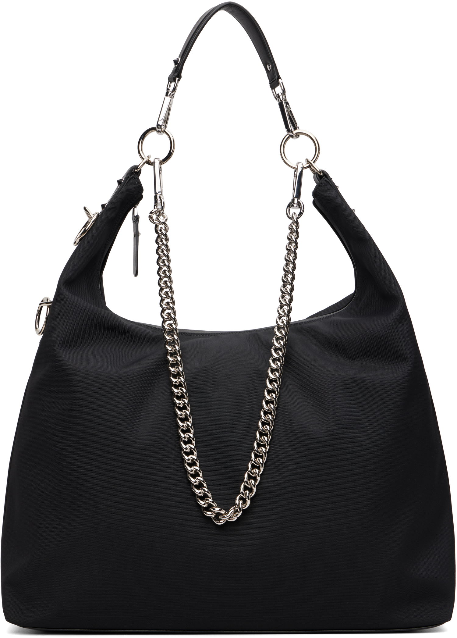 Дамска чанта R13 Large Nylon Hobo Bag with Chain Черно | R13WA063-A010, 0