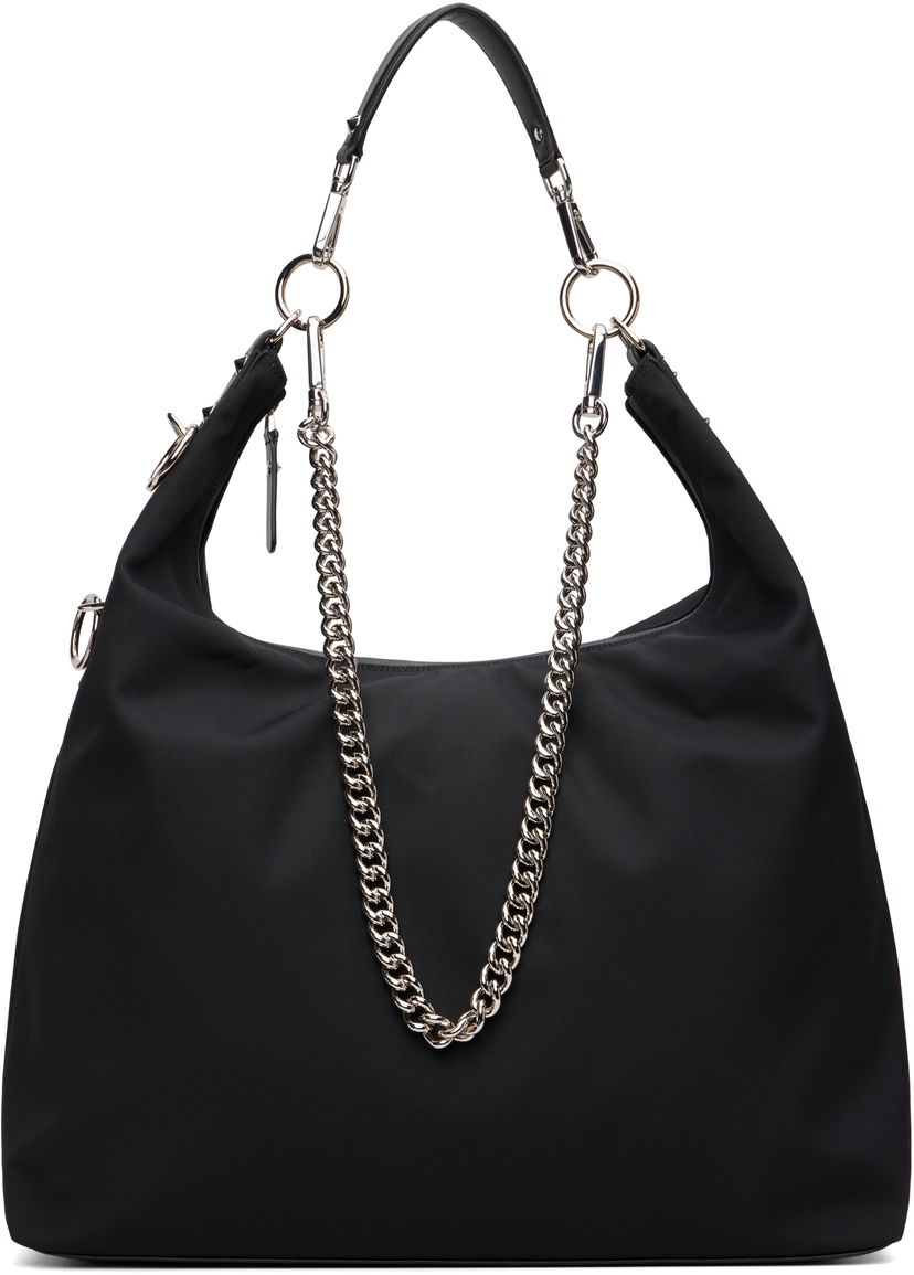 Дамска чанта R13 Large Nylon Hobo Bag with Chain Черно | R13WA063-A010
