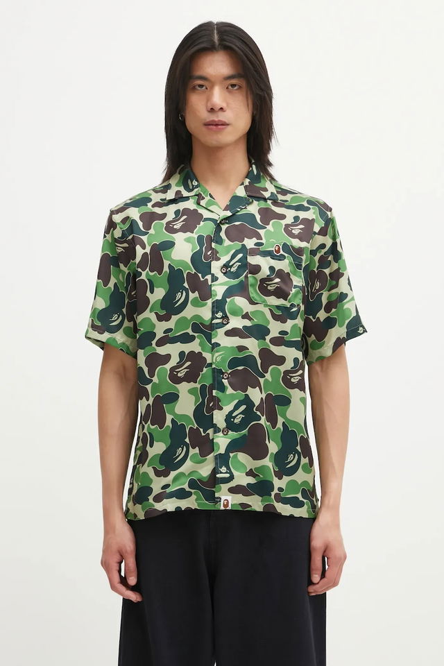 Camo Short-sleeve Cuban Collar Shirt
