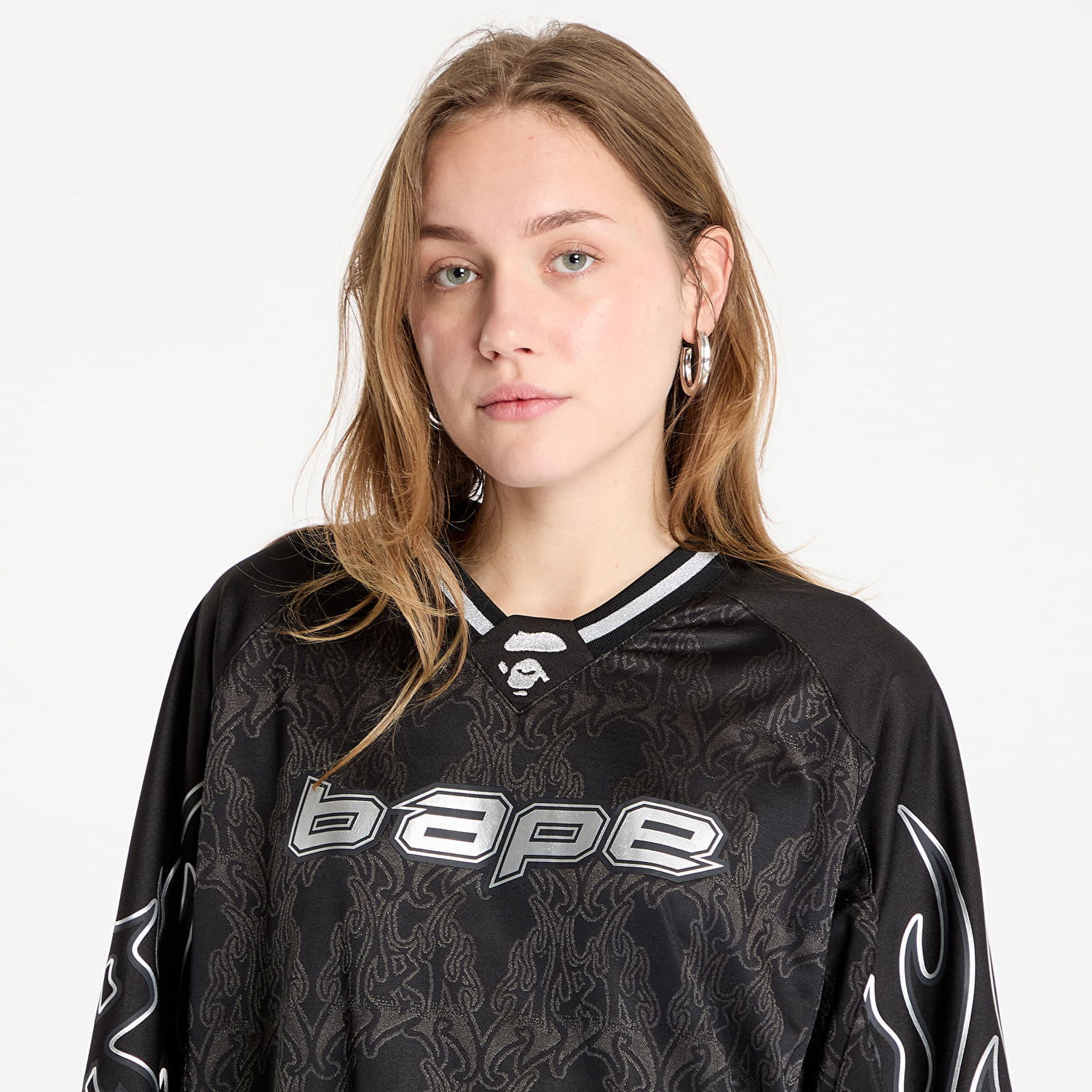 Фланелка BAPE Flame Graphic Long Sleeve T-Shirt Черно | 001LTK301302M, 1