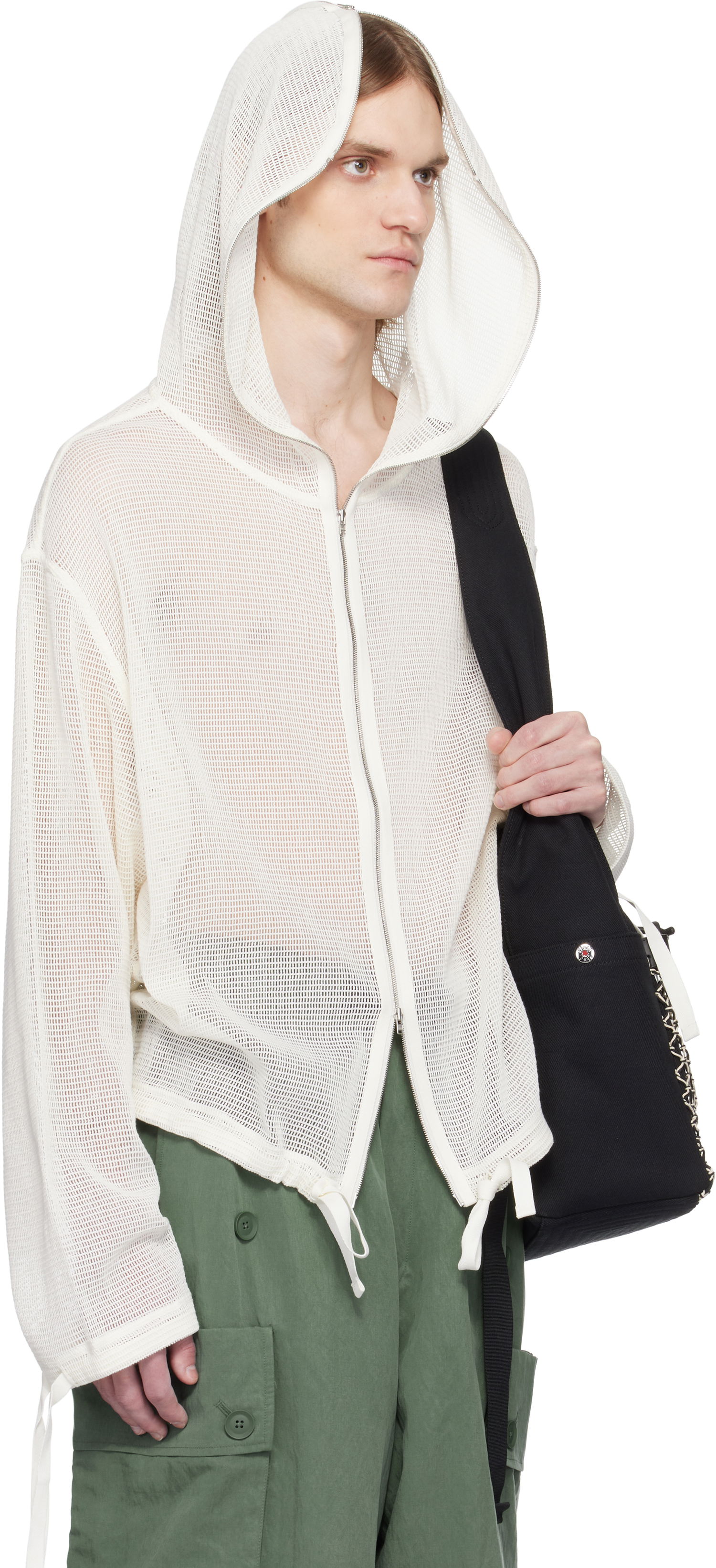 Суитчър KENZO Kenzo Paris Mesh Zip-Up Hoodie Бяло | FF55SW2524CB, 1