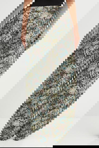 Панталони GANNI Tapestry Jacquard Wide Leg High Waist Pants Многоцветен | W0777, 2