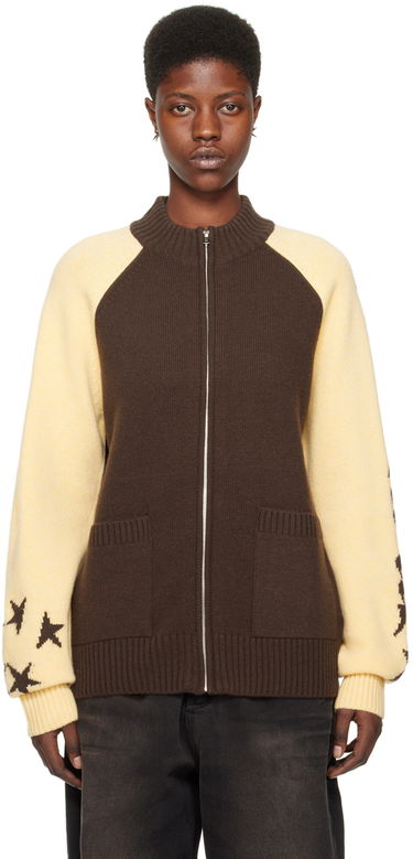 Пуловер We11done We11done Zip-Up Star-Intarsia Cardigan Кафяво | WD-KJ0-24-620-U-BR, 0