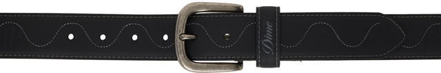 Wavy Stitched Desert Leather Belt with Distressed Buckle