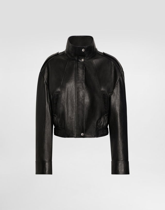 Dolce & Gabbana Plongé Goat Leather Cropped Jacket