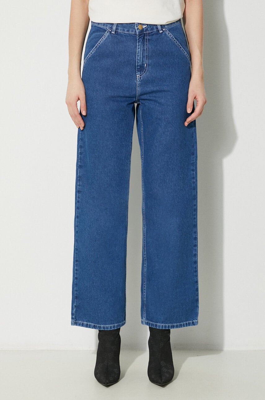Дънки Carhartt WIP High Waist Wide Leg Simple Pant Синьо | I031924.106, 0