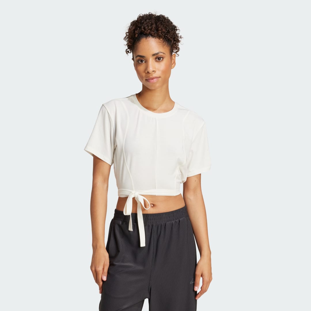 Съкратен топ adidas Performance Yoga Tie Crop Top Бяло | JD4207, 0
