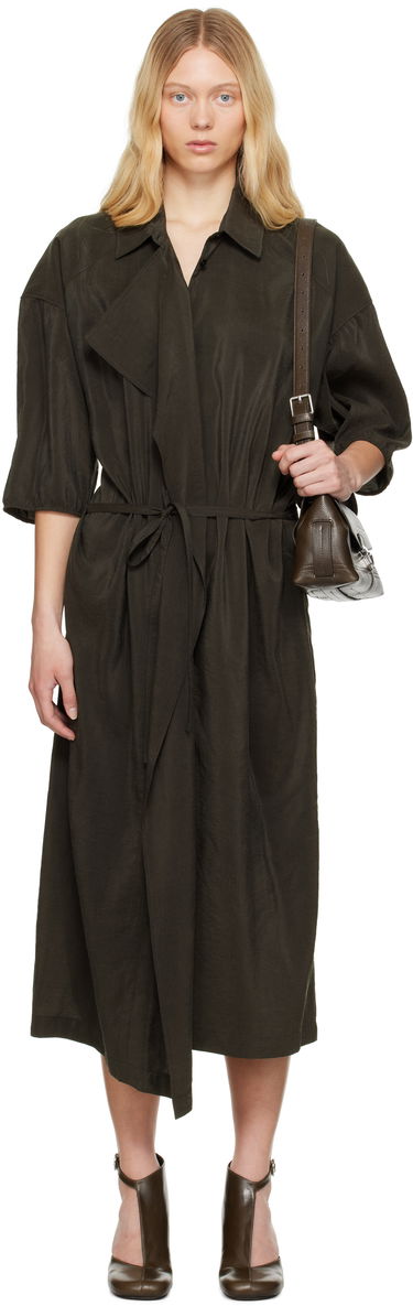 Pокля LEMAIRE Lemaire Asymmetrical Shirt Midi Dress Зелено | DR1056 LF1308, 0