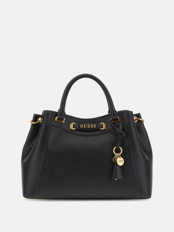 Дамска чанта GUESS Emera Logo-Charm Handbag Черно | HWVA9221060, 0