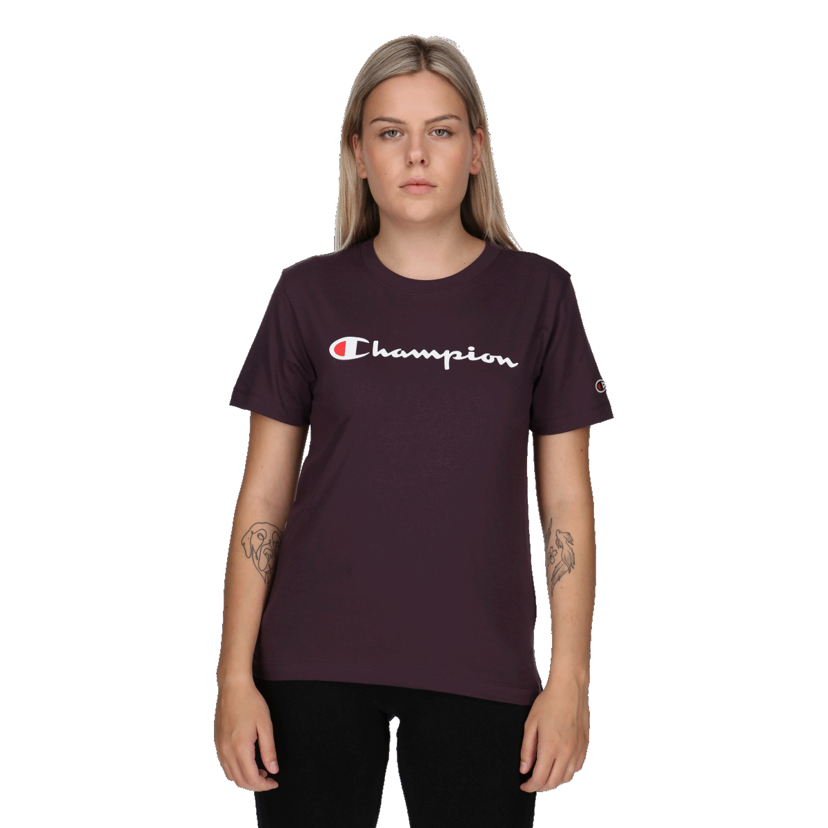 Тениска Champion Short Sleeve Script Logo T-Shirt Бургунди | 117534-VS503, 0
