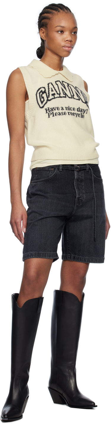 Жилетка GANNI Graphic Wool Mix Collar Vest Бяло | K2463, 3