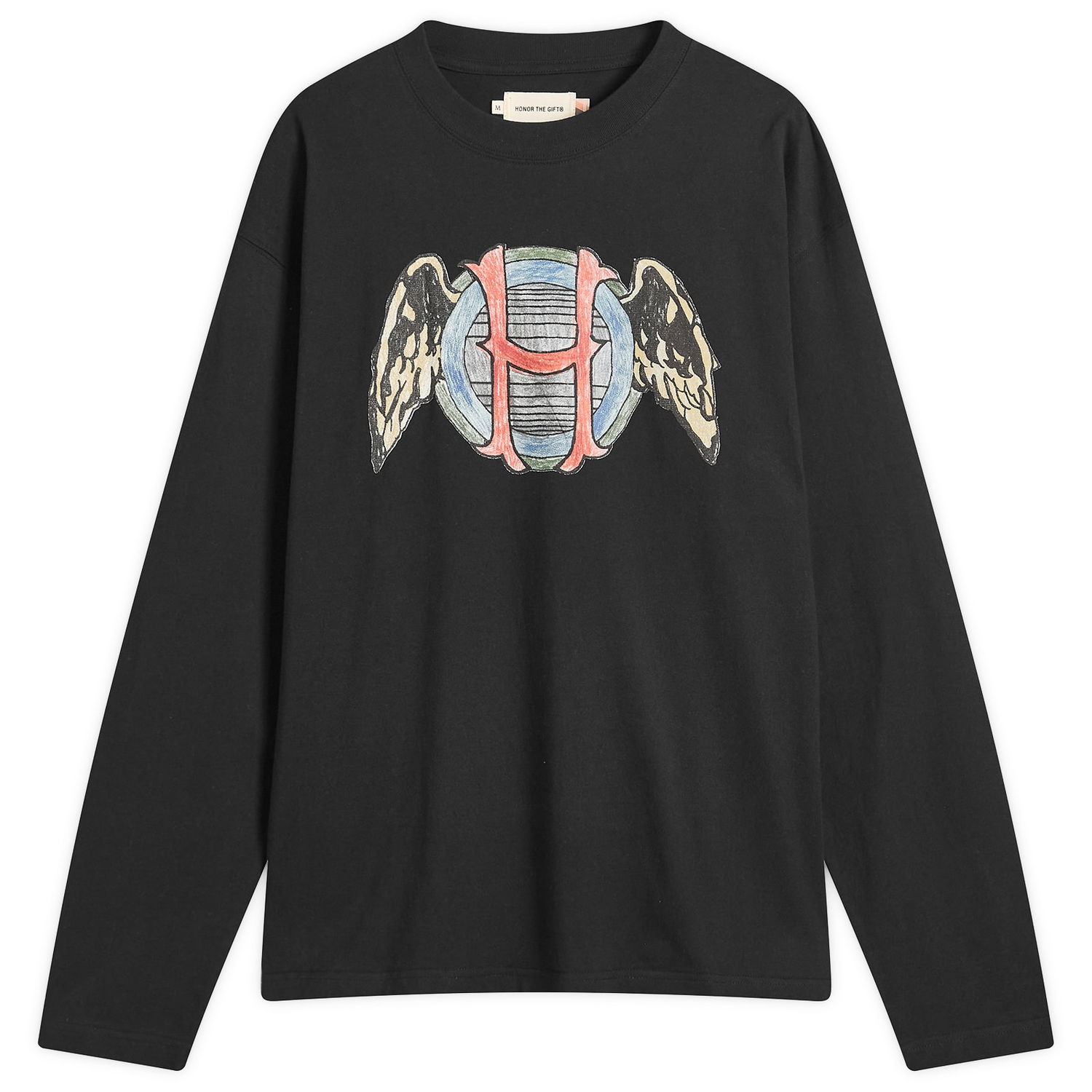 Тениска Honor The Gift Honor the Gift Honor Wings Long Sleeve T-Shirt, Size Large Черно | HTG250248-BLK, 0