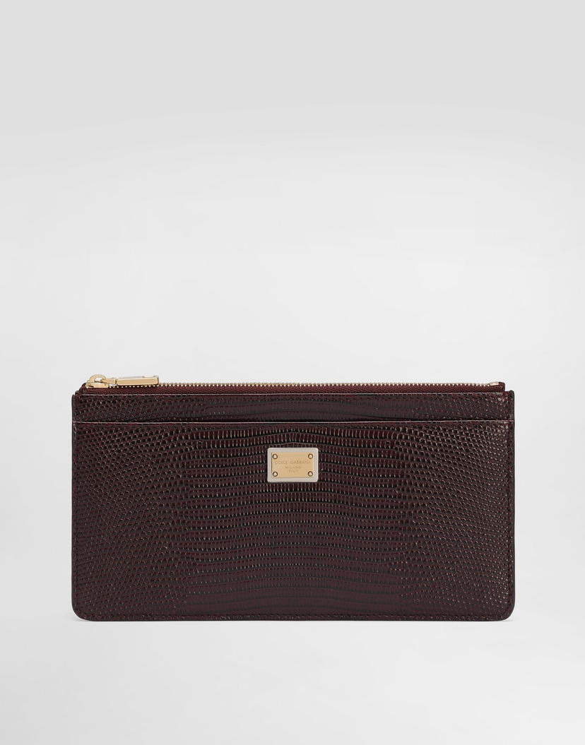 Портфейл Dolce & Gabbana Dolce & Gabbana Iguana-Print Leather Card Holder Бургунди | BI1265A109580342
