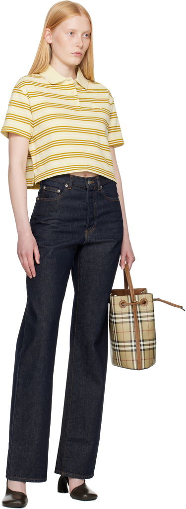 Поло тениска Burberry Burberry Cropped Striped Polo Жълто | 8106271, 3
