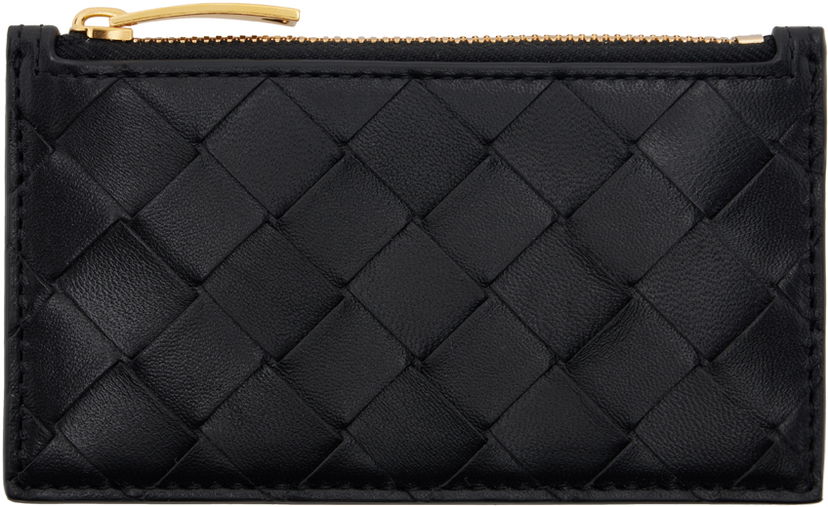 Портфейл Bottega Veneta Intrecciato Zip Card Holder Черно | 794376 VCPP3