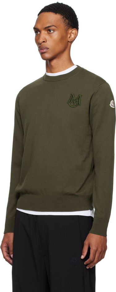 Пуловер Moncler Moncler Embroidered Monogram Cotton Sweater Зелено | K20919C00013M1113, 3
