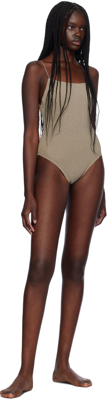 Бански TOTEME TOTEME Women's Smocked One-Piece Swimsuit Зелено | 241-WSW1080-FB0130, 3