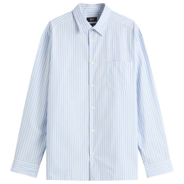 A.P.C. Malo Striped Button-Down Shirt, Size Small