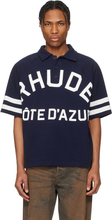 Поло тениска Rhude Rhude Piqué Raglan Polo 'Côte D'Azur' Тъмно синьо | RHPS25PO02012, 0
