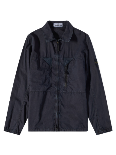 Яке Stone Island Brushed Cotton Canvas Zip Shirt Jacket Тъмно синьо | 7815106WN-V0120