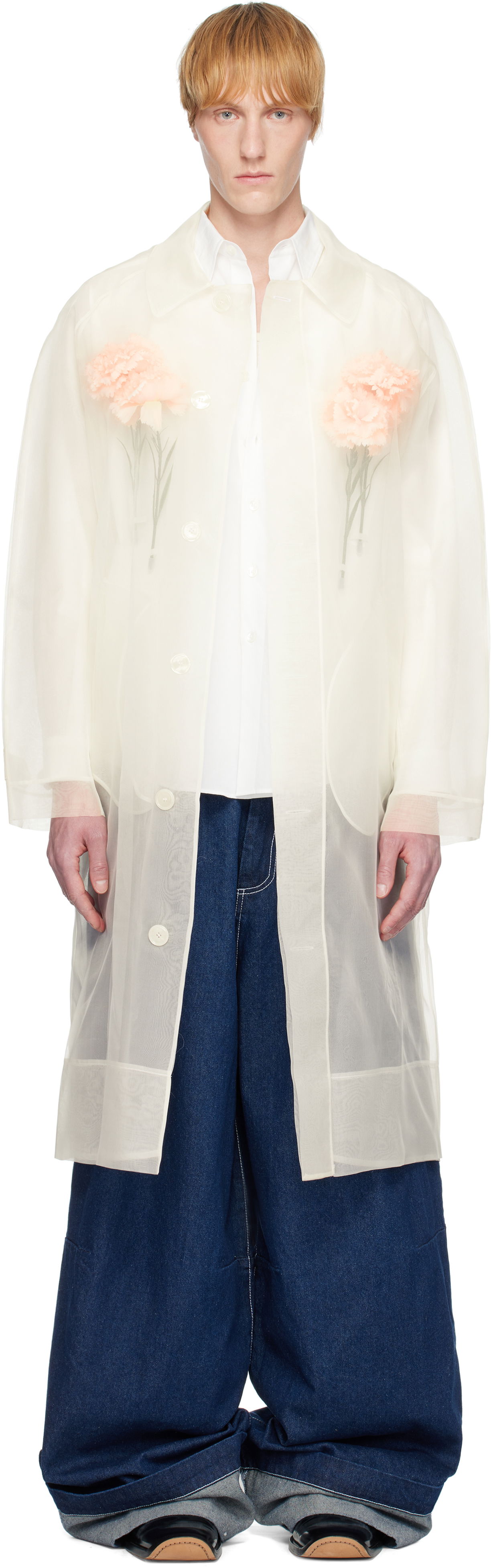 Палта Simone Rocha Simone Rocha Carnation Car Coat Бяло | 2068 0360, 0