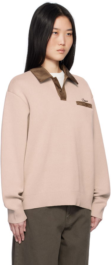 Поло тениска Dime Corduroy Collar Rugby Long Sleeve Polo Бежово | DIMEHO248MOC, 4