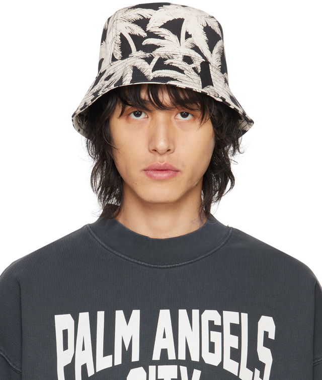 Allover Palms Bucket Hat "Black & Off-White"