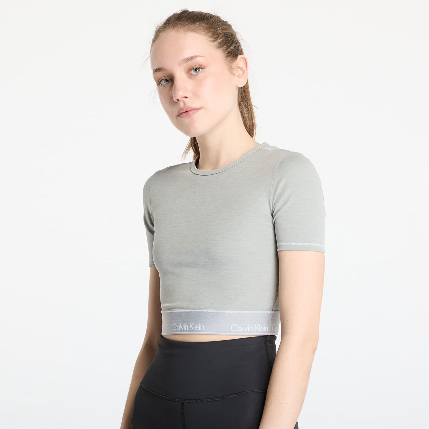 Съкратен топ CALVIN KLEIN Calvin Klein Sport Short Sleeve Crop Top Сиво | LVGWS5K144 P7A, 1