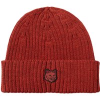 Шапка MAISON KITSUNÉ Fox Head Patch Ribbed Beanie Бургунди | LM06111KT1022-P669, 2