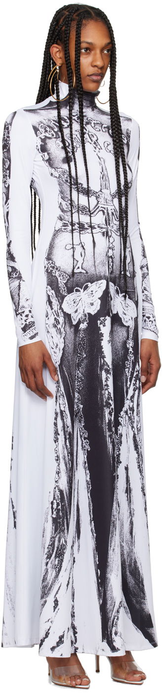 Pокля Jean Paul Gaultier Jean Paul Gaultier 'The Gaultier Paris' Print Maxi Dress Бяло | 24/25-F-RO132-J546-0100, 1