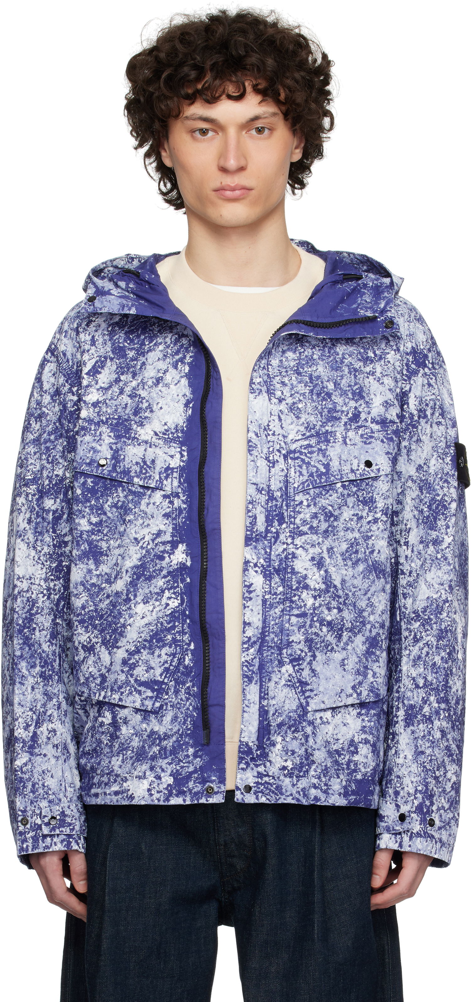 Ветровка Stone Island Stone Island Pigment Stretch-TC Hooded Jacket Синьо | K1S15 4100076 S0143, 0
