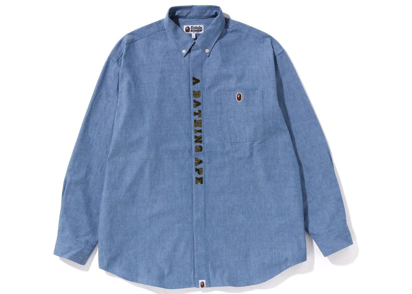 Риза BAPE A Bathing Ape Applique BD Loose Fit Shirt Синьо | 1J20-131-001, 0