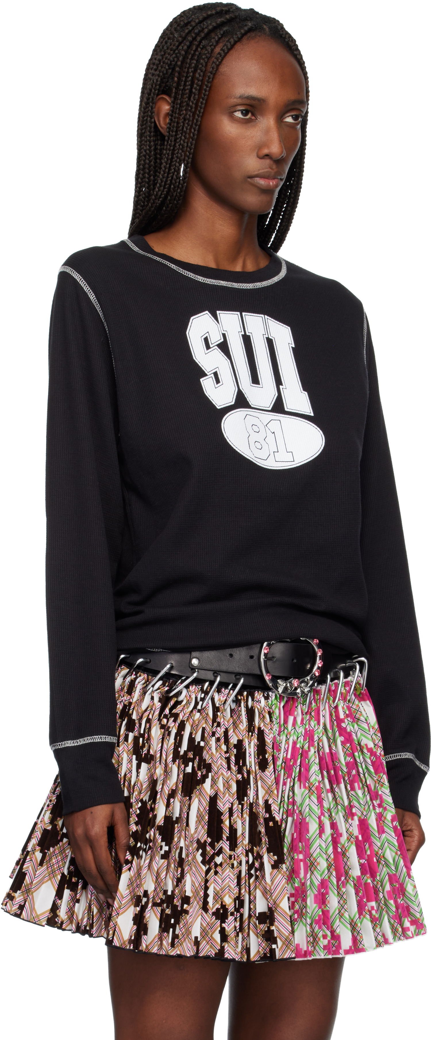 Тениска Anna Sui Anna Sui 'Sui 81' Ribbed Thermal Long-Sleeve T-shirt Многоцветен | T1026B1, 1