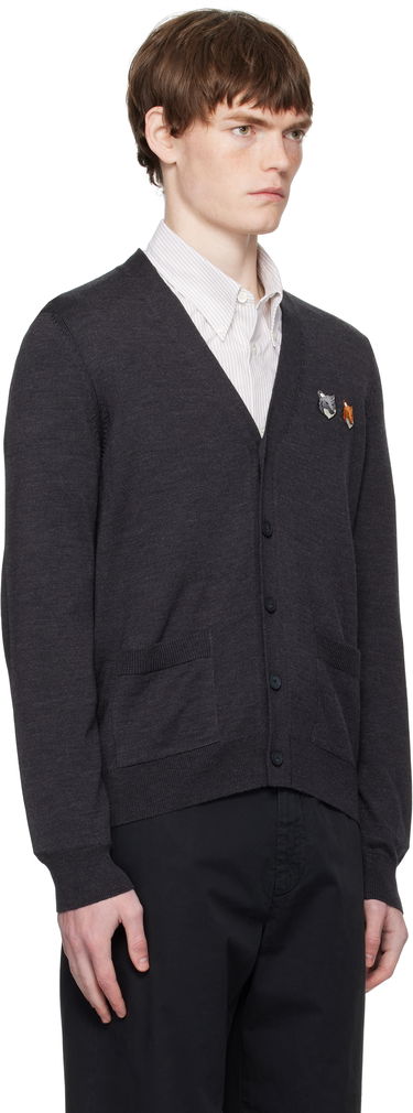 Пуловер MAISON KITSUNÉ Double Bold Fox Head Patch Regular Cardigan Сиво | OM051CFKT1036, 1