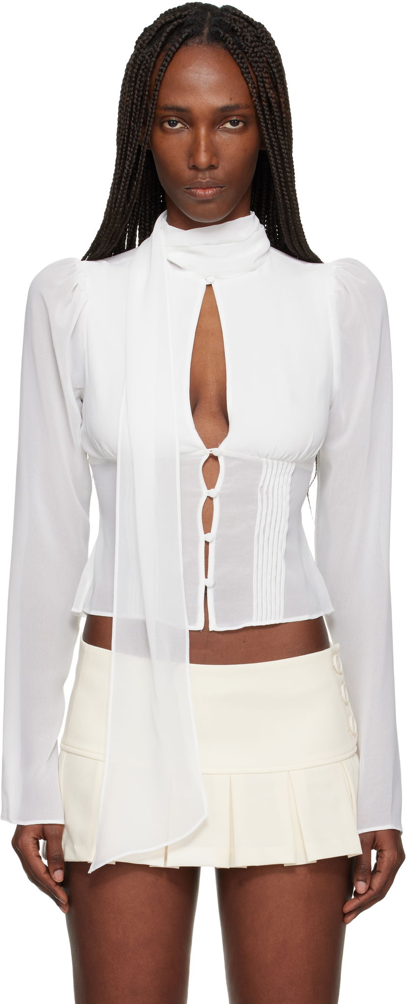 Риза GUIZIO Ara Long Sleeve Blouse Бяло | H25126W096