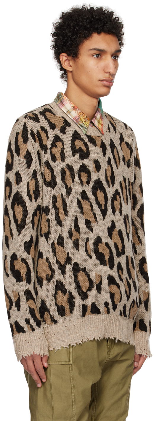 Пуловер R13 R13 Leopard Knit Sweater Бежово | R13W3571-10, 1